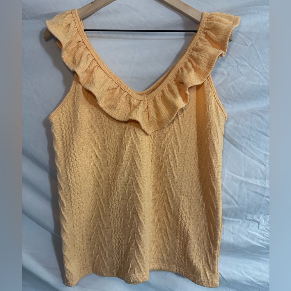 BiBi Ruffled Knit Tank Top - Cream - Picture 4 of 5